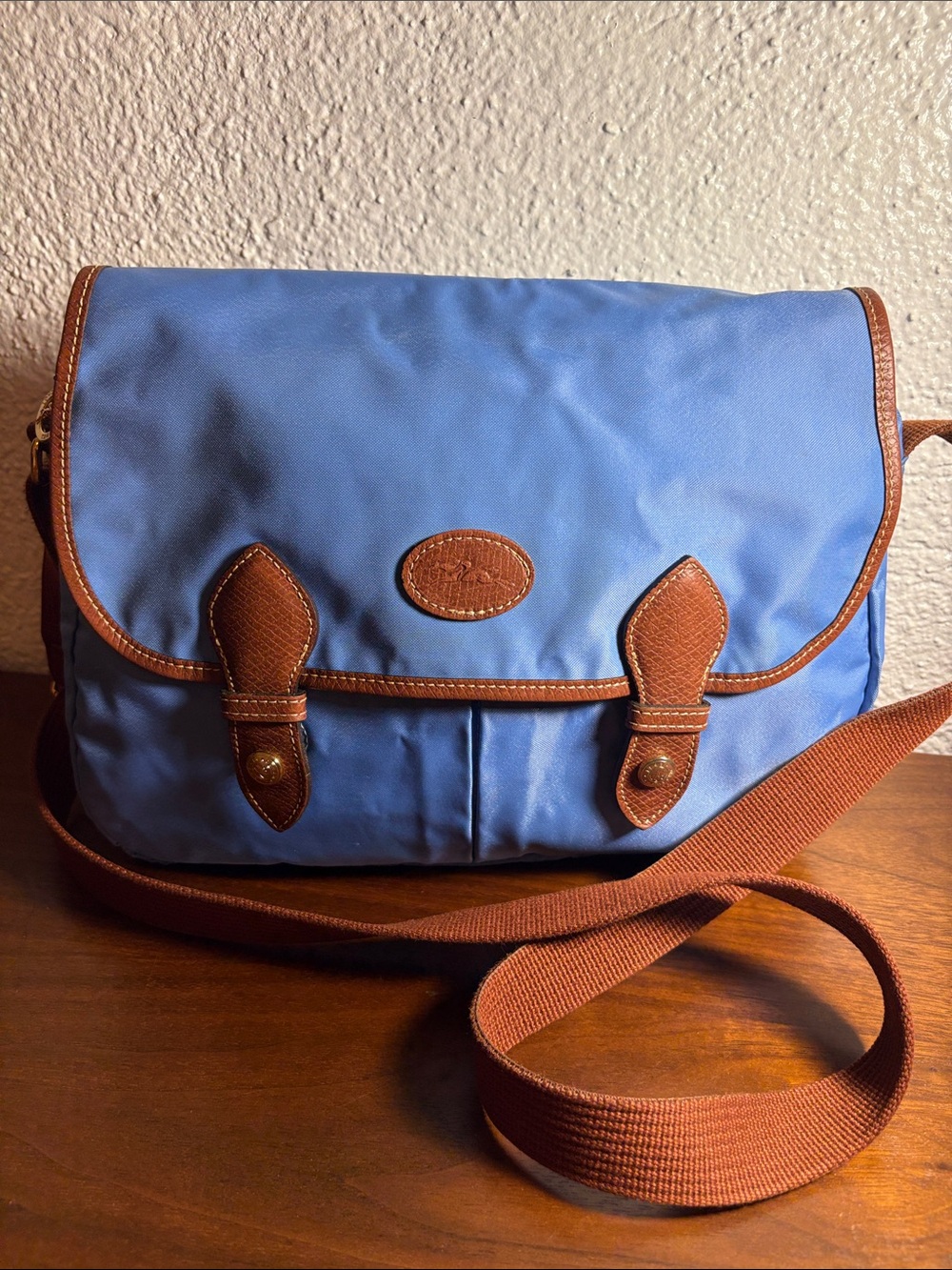 Longchamp La Pilage Blue Nylon Messenger Bag